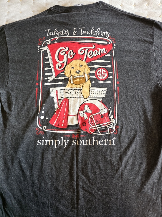 Simply Southern Tops - Simply Southern Gray Long Sleeve Tee "Tailgates & Touchdowns" Football